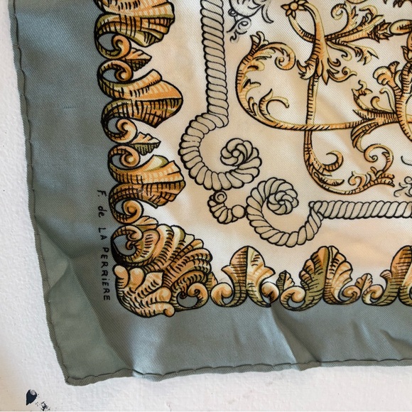 Hermes Scarf in Blue and Gold - Picture 4 of 4